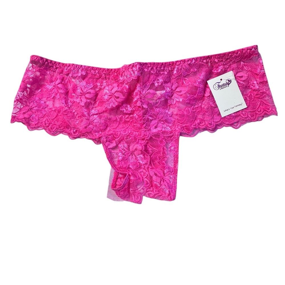Fantasy Lingerie Crotchless Lace Panties w/Bow in Back 90-160lbs S-L
